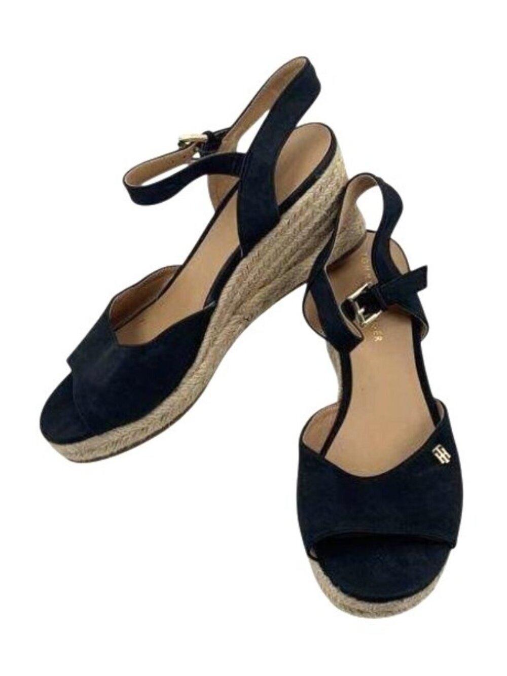 Tommy Hilfiger Gallie Black Espadrille Wedge Sandals Women's Shoes Size 7.5